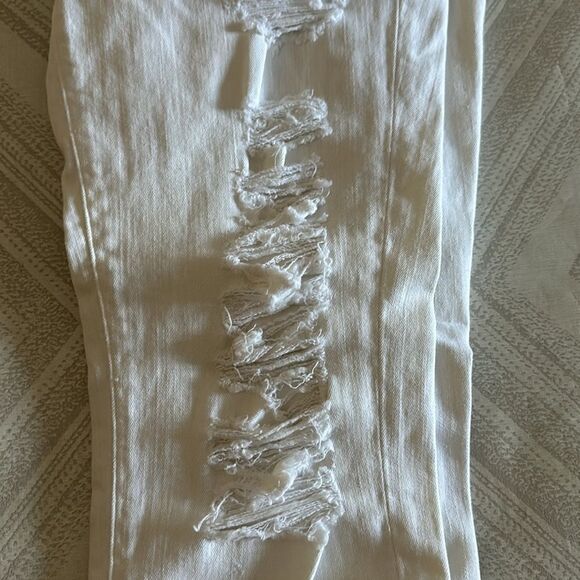 FRAME Denim Women’s Le Skinny de Jeanne White Stretch Ripped Jeans - Size 28 - Picture 2 of 9